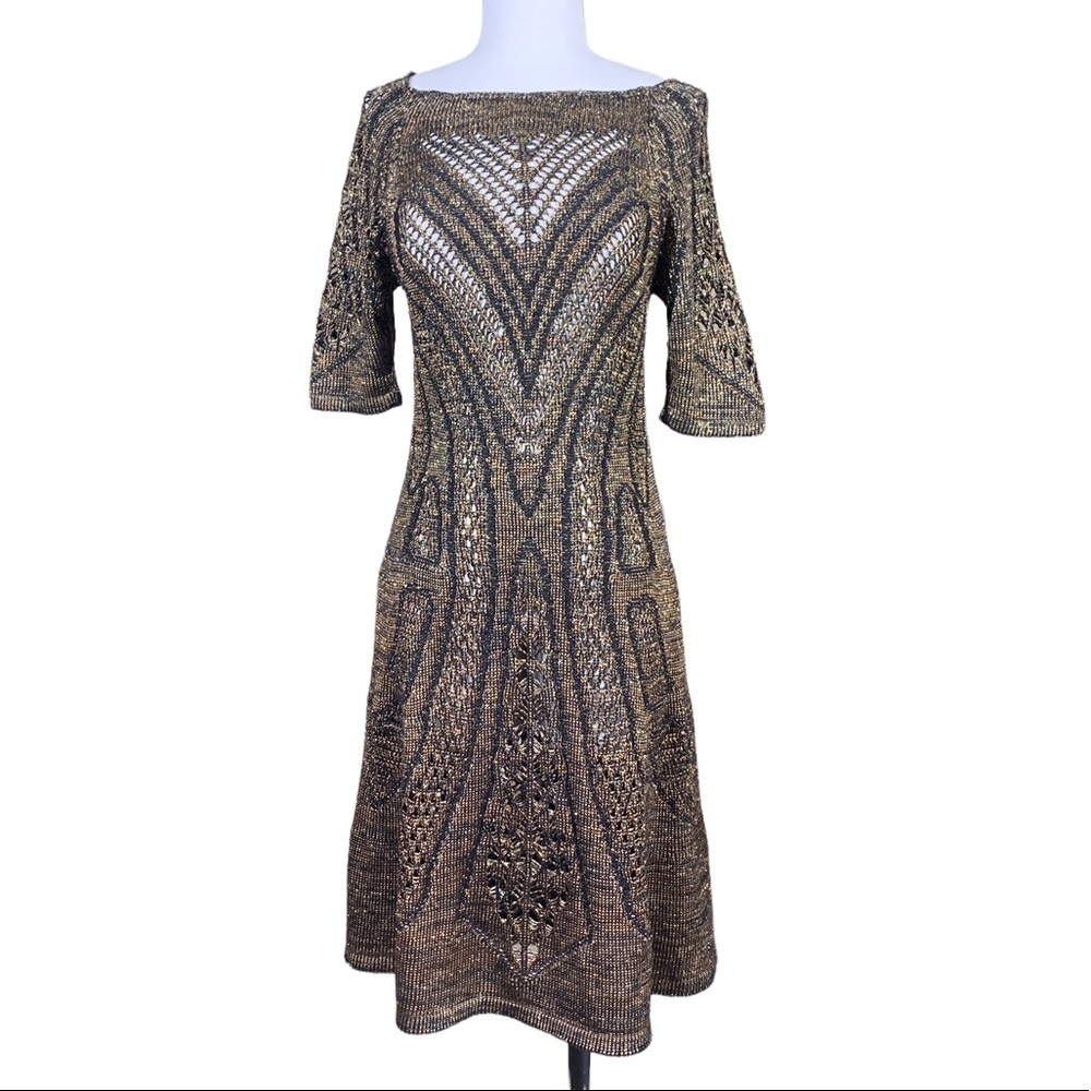 Cecilia Prado Obrizus Dress Gold and Black size m NWT - Picture 9 of 12